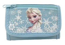 Disney Frozen Kids Girls Tri-Fold Wallet Coin Purse Bag Elsa Blue 
