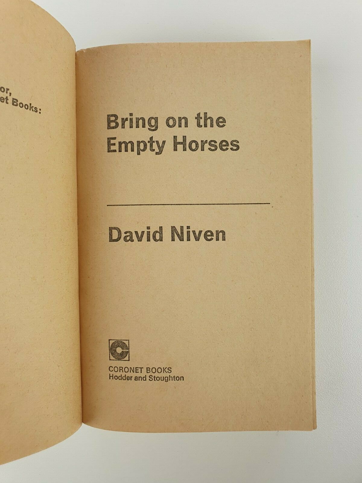 Bring on the Empty Horses by David Niven (Paperback, 1977) for sale online | eBay