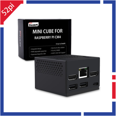 DeskPi Mini Cube for Raspberry Pi Compute Module 4 (CM4) with a Silent Fan