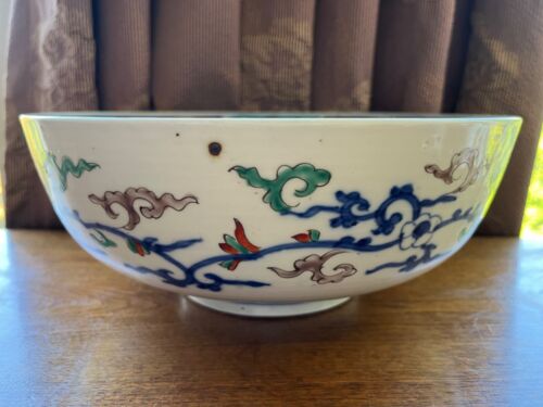 Antique Large Chinese Qing Dynasty Porcelain Bowl FISH 10.9" EUC - Picture 2 of 10