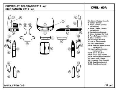 Dash Trim Kit for Chevrolet Colorado 2015-2022 / GMC Canyon 2015-2022 ...