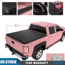 8FT Long Bed For 2002-2018 Dodge Ram 3500 1500 2500 Soft Roll Up Tonneau Cover