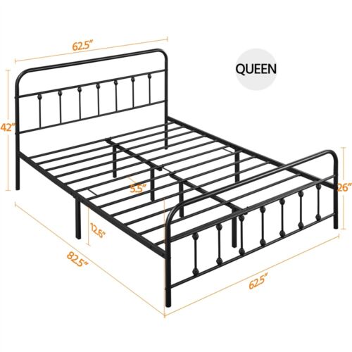 Twin Full Queen Metal Bed Frame, Queen Metal Bed Frame Measurements