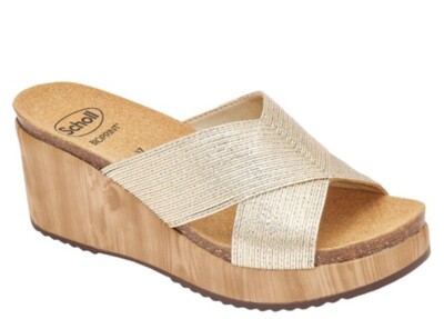 DR SCHOLL SABAUDIA CROSS BioPrint Sandalen Zehentrenner Clogs Absatz Damen Keilabsatz