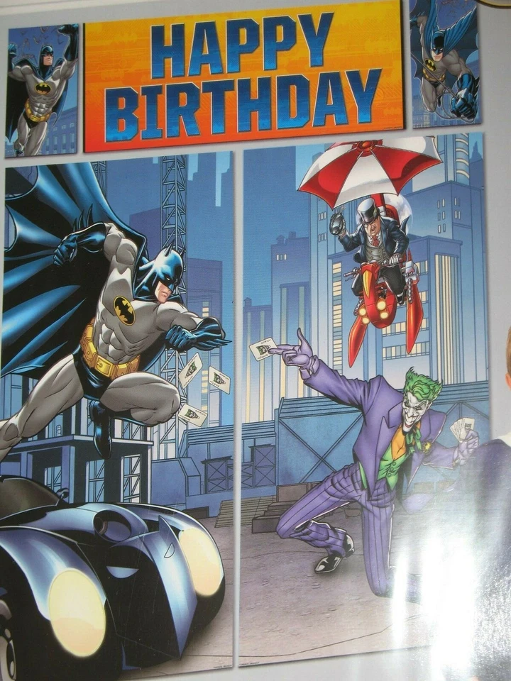 Batman WALL POSTER Decoration Kit Scene Setter Birthday w/ Photo Props Brand New - Image 2 of 3
