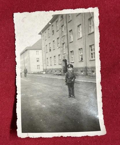 WW2 WWII Original German Military wartime Photo Soldier With Child Sized Uniform