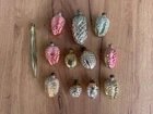 Set vintage Christmas glass toys Soviet Union USSR 1970s 12 pieces Cones lemon