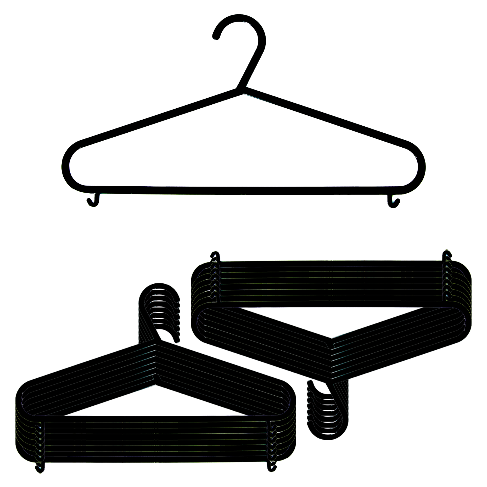 BLACK ADULT PLASTIC COAT HANGERS TROUSERS CLOTHES HANGERS W TROUSER BAR