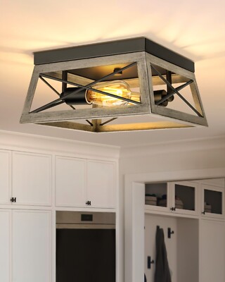 DEWENWILS Farmhouse Flush Mount Ceiling Light Fixture, 2-Light Close to Ceiling
