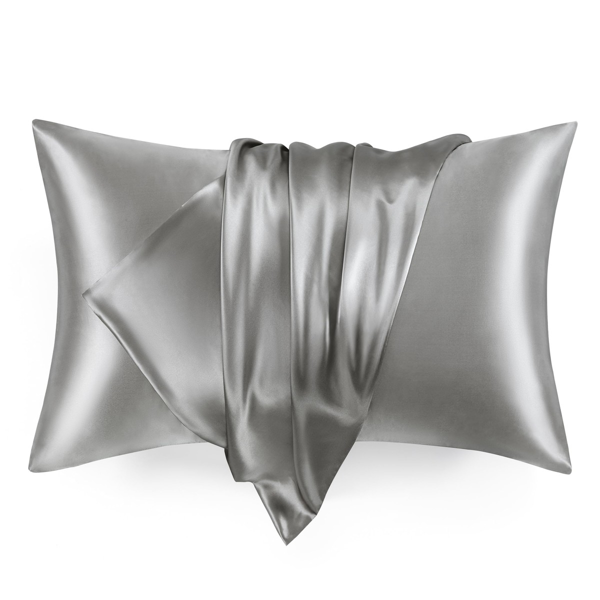 Silk Satin Pillowcase For Hair And Skin dark Gray 20x30 Inches Slip Pillow Cas