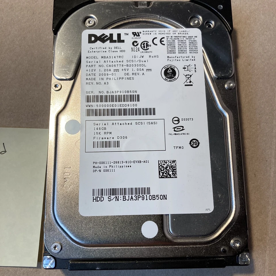 Dell Hard Drive Fujitsu 146GB SAS 15K MBA3147RC B50N DOD Wiped & Tested - Image 2 of 4