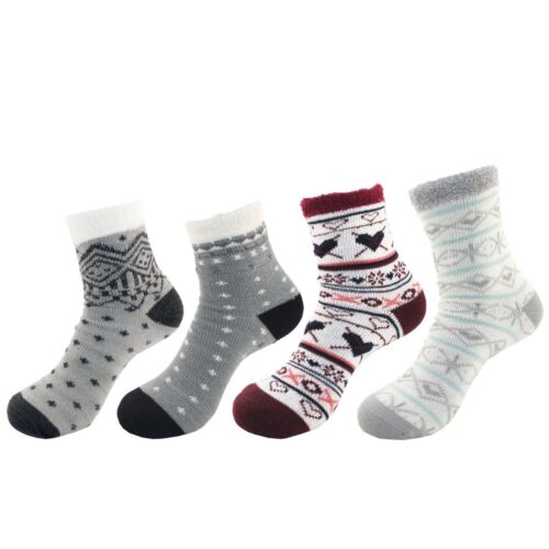 Double Layer Thick Soft Warm Fuzzy Home Cabin Crew Ankle Socks, 3 or 4 Pairs - Picture 22 of 23