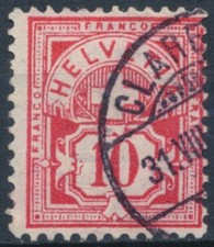 Cross & Numeral: 10c - Switzerland 1882 - F H - MiNr 54           (V)
