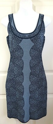 Womens Dress BCBG MAX AZRIA size LARGE blue Stretch Casper Fitted $198 NEW ja67