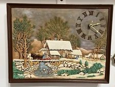 Vintage Byron Molds Clock Cottage Core Wall Hanging Art 1982