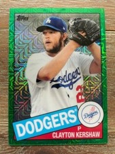 2020 Topps Silver Pack Clayton Kershaw 1985 Mojo Chrome Green Refractor /99 