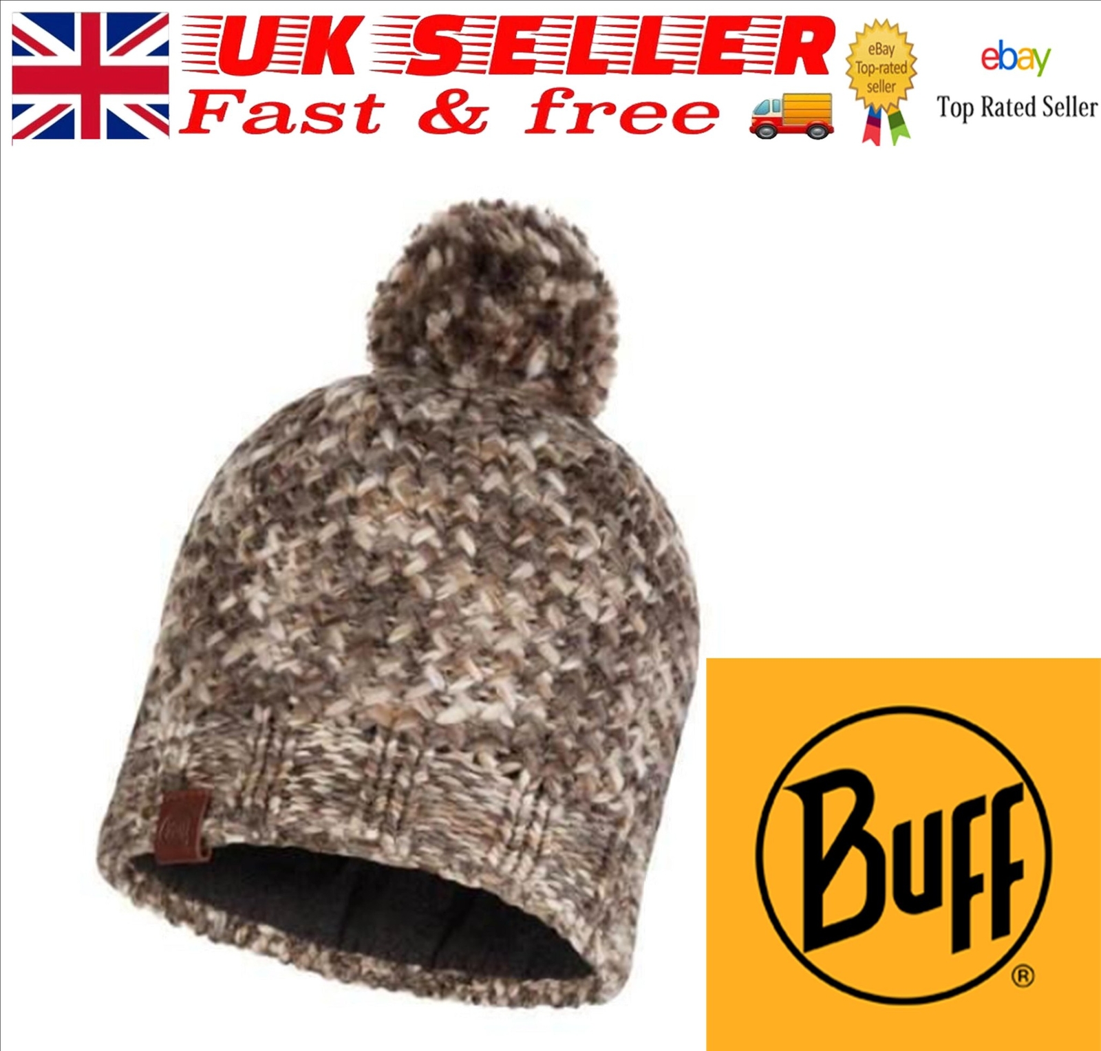 Buff® Knitted & Fleece Band Hat Olya Margo Brown Taupe New with tags