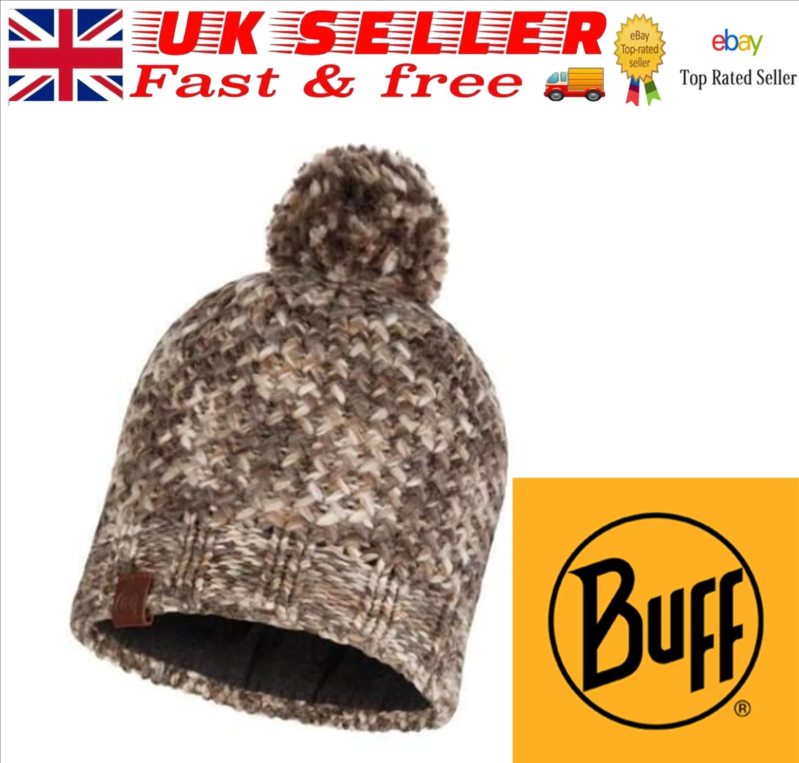 Buff® Knitted & Fleece Band Hat Olya Margo Brown Taupe New with tags
