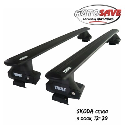 Thule Aluminium WingBar Evo Black Roof Bars Set to fit Skoda Citigo 5 Door 12-20