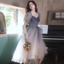 Women Evening Dress Fairy Lady Gradient Banquet Dress Host Summer Party Gown