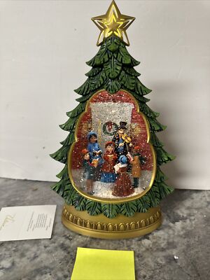 12  Christmas Carolers Swirling Tree Lighted Water Globe Valerie Parr Hill
