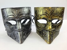 Masque Vénitien Pour Hommes Argent Or Métal Style Costumé Carnaval