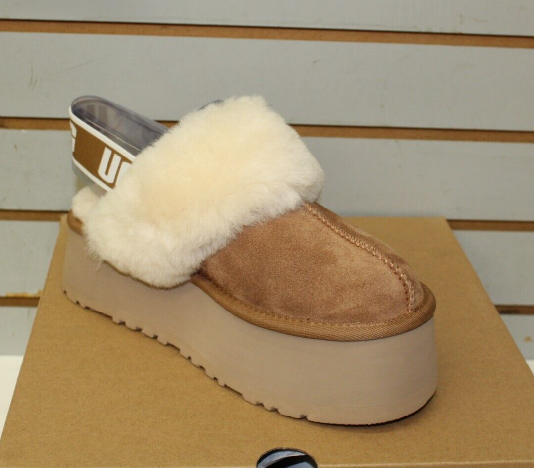 【厚底×極美品】UGG FUNKETTE／23cm NEW Authentic UGG Funkette Platform Suede Shearling Slippers