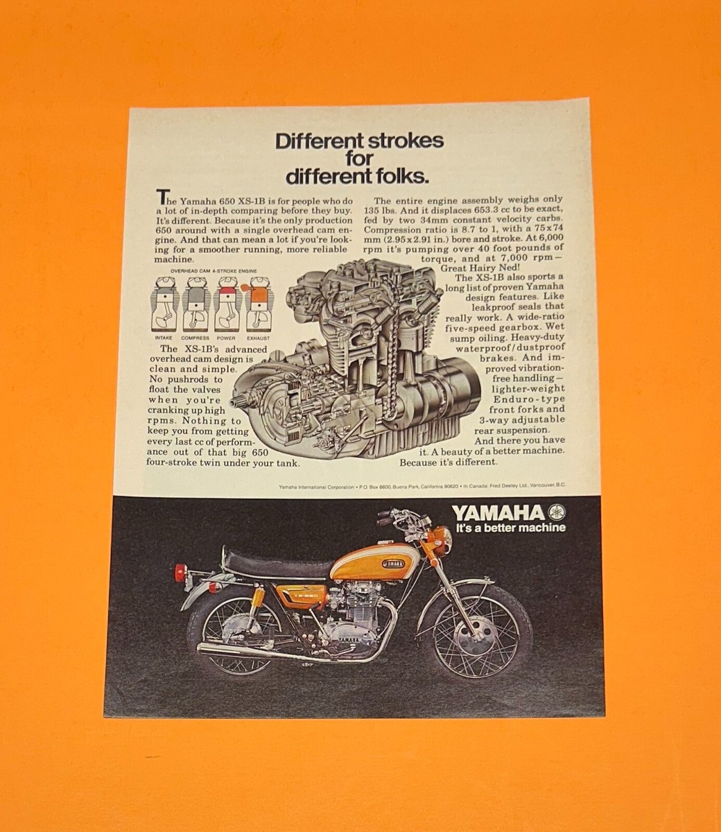 1971 Yamaha 650 XS-1B Motorcycle Ad Vintage Magazine Advertisement XS 1B  Enduro | eBay
