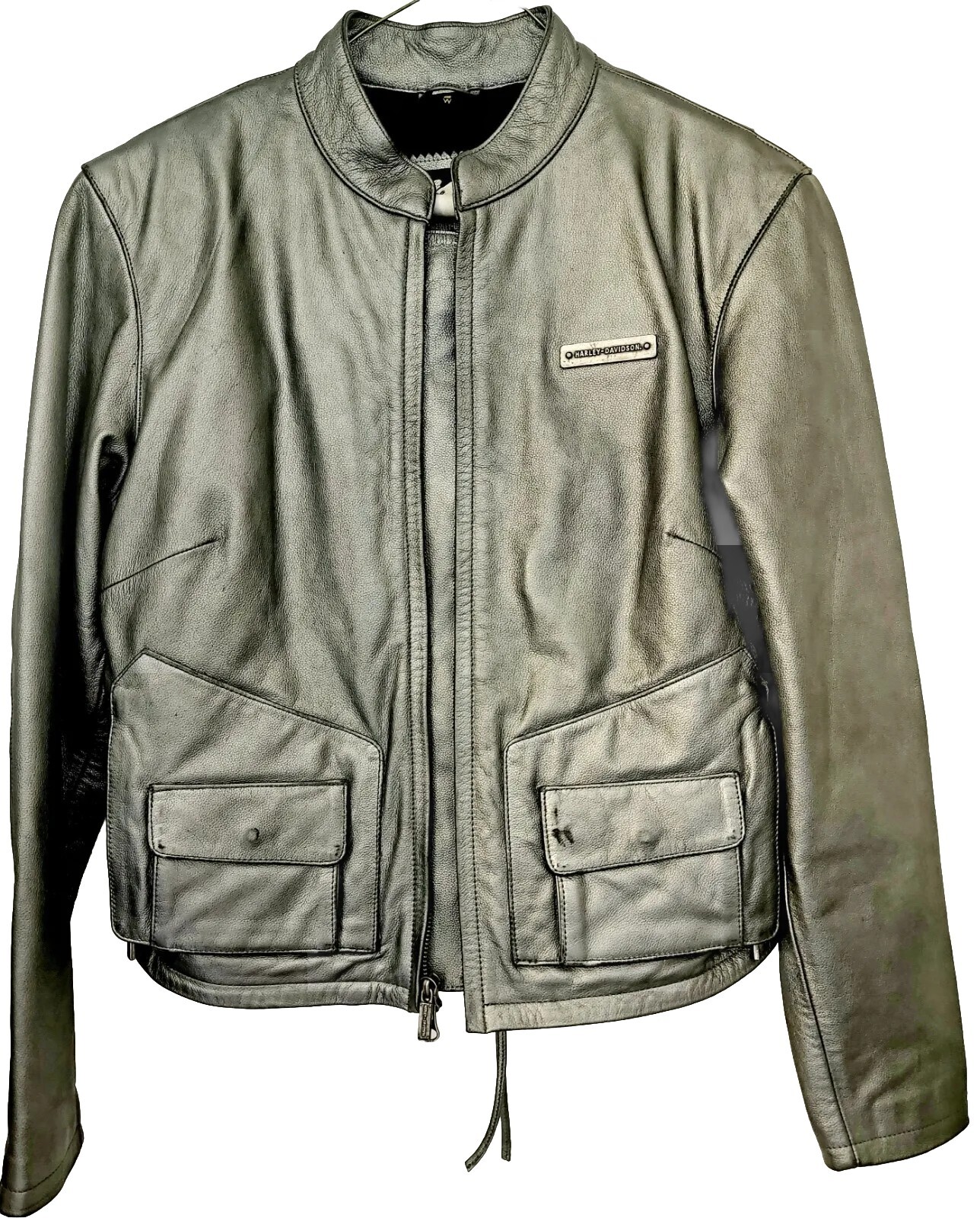 Harley Davidson Silver Leather Pewter Jacket RN 103819 CA 03402 Women's