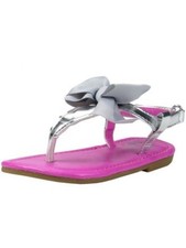 New TODDLER GIRL PURPLE SILVER PATENT BOW BIRTHDAY SANDAL FLIP FLOP SHOE 18-24m