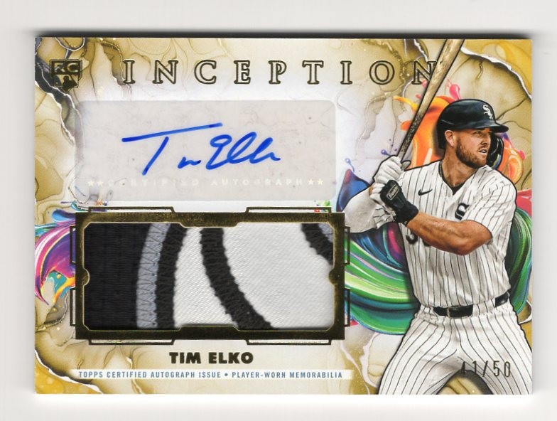 2025 Topps Inception Tim Elko RC White Sox Inception Autograph Patch /50