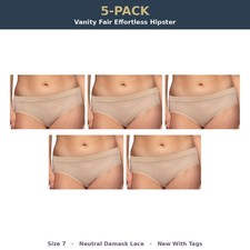 5 Pack Vanity Fair Effortless Hipster Panties Neutral Lace Sz 7 NWT 18277