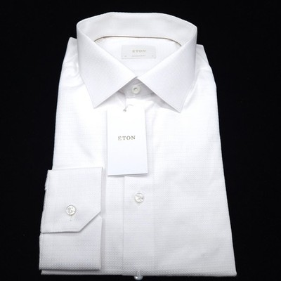 18 38/39 dress shirts ETON EXCLUSIVE GOLD DRESS SHIRT -18 38 39 WHITE JACQUARD CONTEMPORARY  ELEVATED