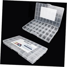 32 Grids Clear Plastic Organizer Box, Craft Storage Container for Beads 2 Pack