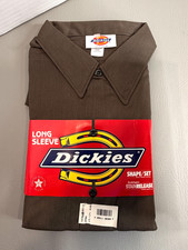Vintage Dickies Long Sleeve Work Shirt Mens XL 17-17 1/2 x 35 Brown NWT USA Made
