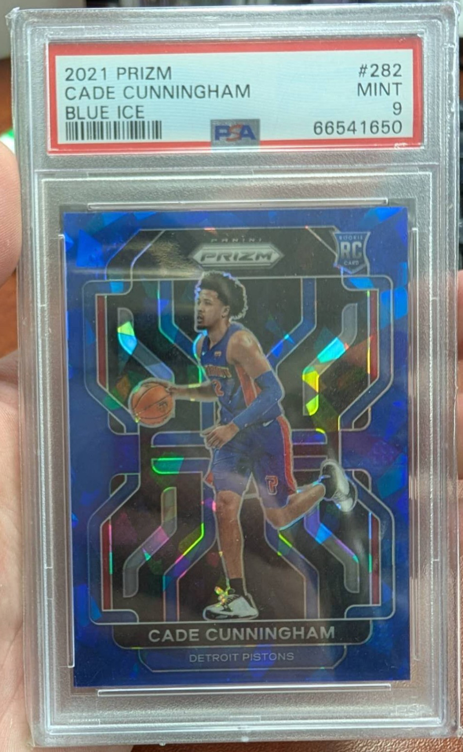 CADE CUNNINGHAM 2021 PRIZM BLUE ICE /125 ROOKIE COLOR MATCH #282 PSA 9 MINT
