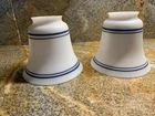 vintage Pair 4.5" Milk glass & navy blue stripe light Globe  lamp shade
