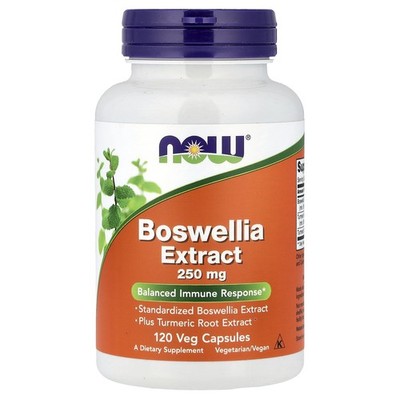 Now Foods Boswellia Extract 250 mg 120 Veg Capsules GMP Quality Assured, Vegan,