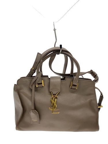 Saint Laurent Shoulder Bag YSL Logo Leather GRY LTH424868 Used