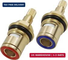2 Pcs Brass Faucet Cartridge Replacement, 1/2 Inch 20-Spline Ceramic Disc Valve