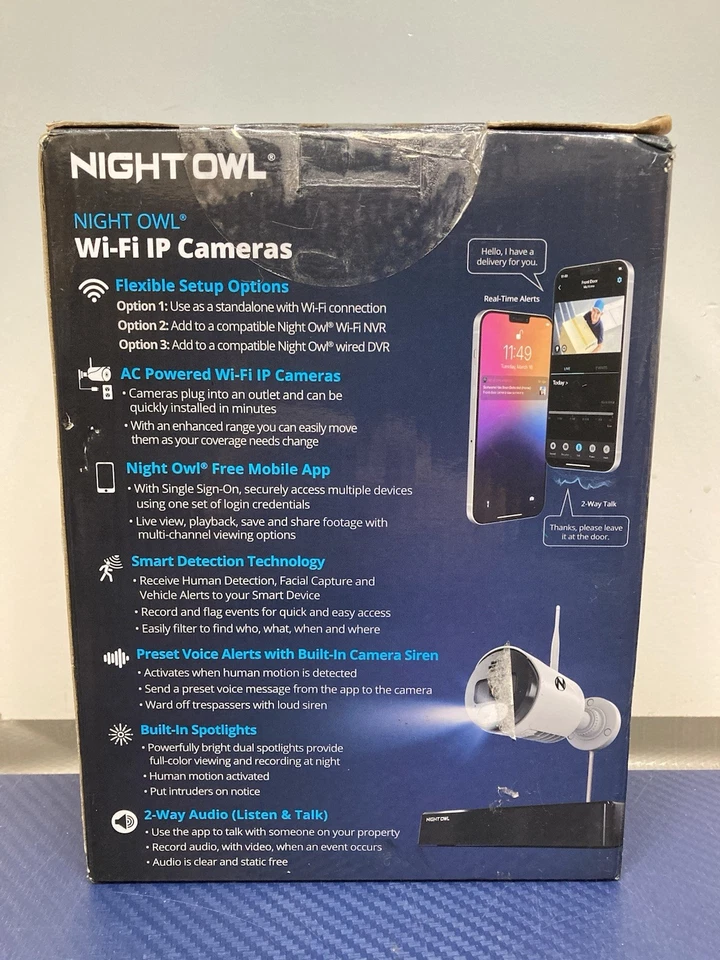Night Owl CAM-2PK-WNIP8LBU Wi-Fi IP 4K HD Spotlight Cameras with 2 Way Audio - 2 - Image 2 of 4
