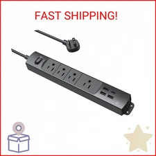 TROND Surge Protector Power Strip with USB, Ultra Thin Flat Plug 3ft Extension C