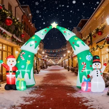 Christmas Inflatable Archway 15FT Giant Santa Snowman LED Blow Up Yard Decor