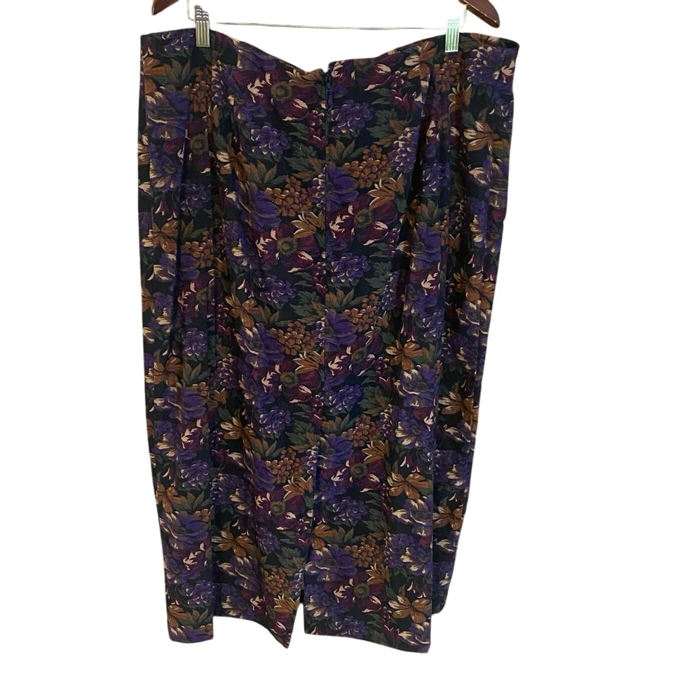 复古 Briggs 纽约花卉长裙 22W Velvety 秋季挂毯学术界 — 第 3/4 张图片