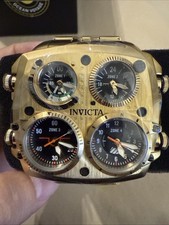    NEW Invicta Aviator ZULU TIME 50mm 4-Time Zone Men  s Watch Gold - 49604