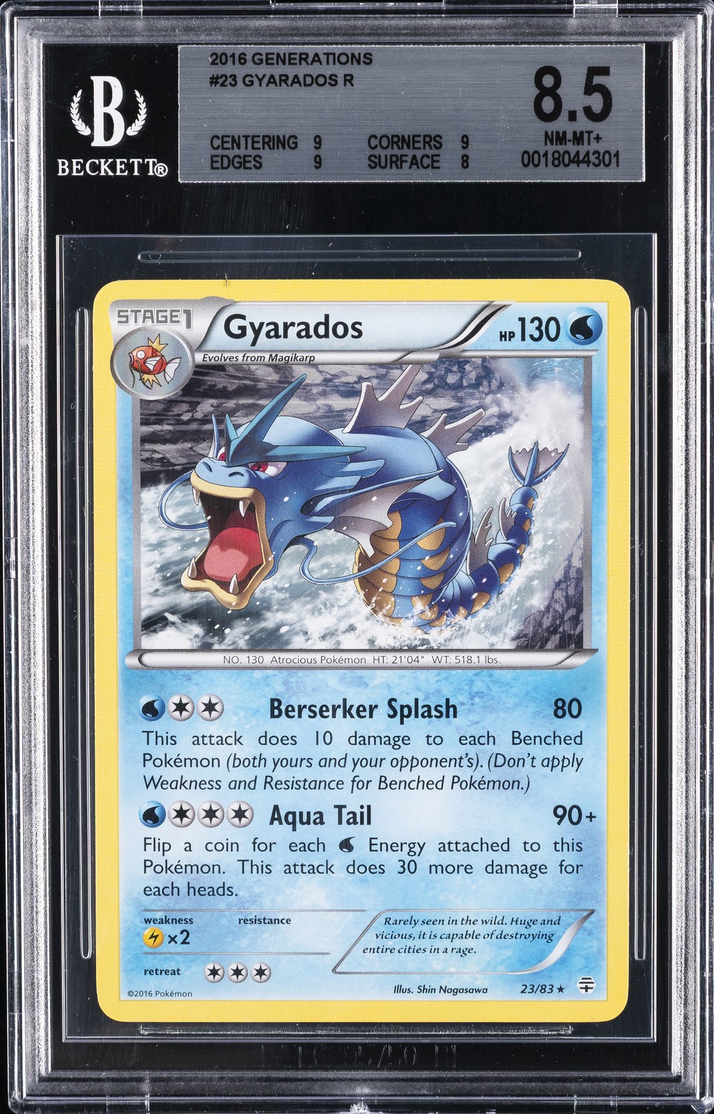 2016 POKEMON GENERATIONS R #23 GYARADOS BGS 8.5