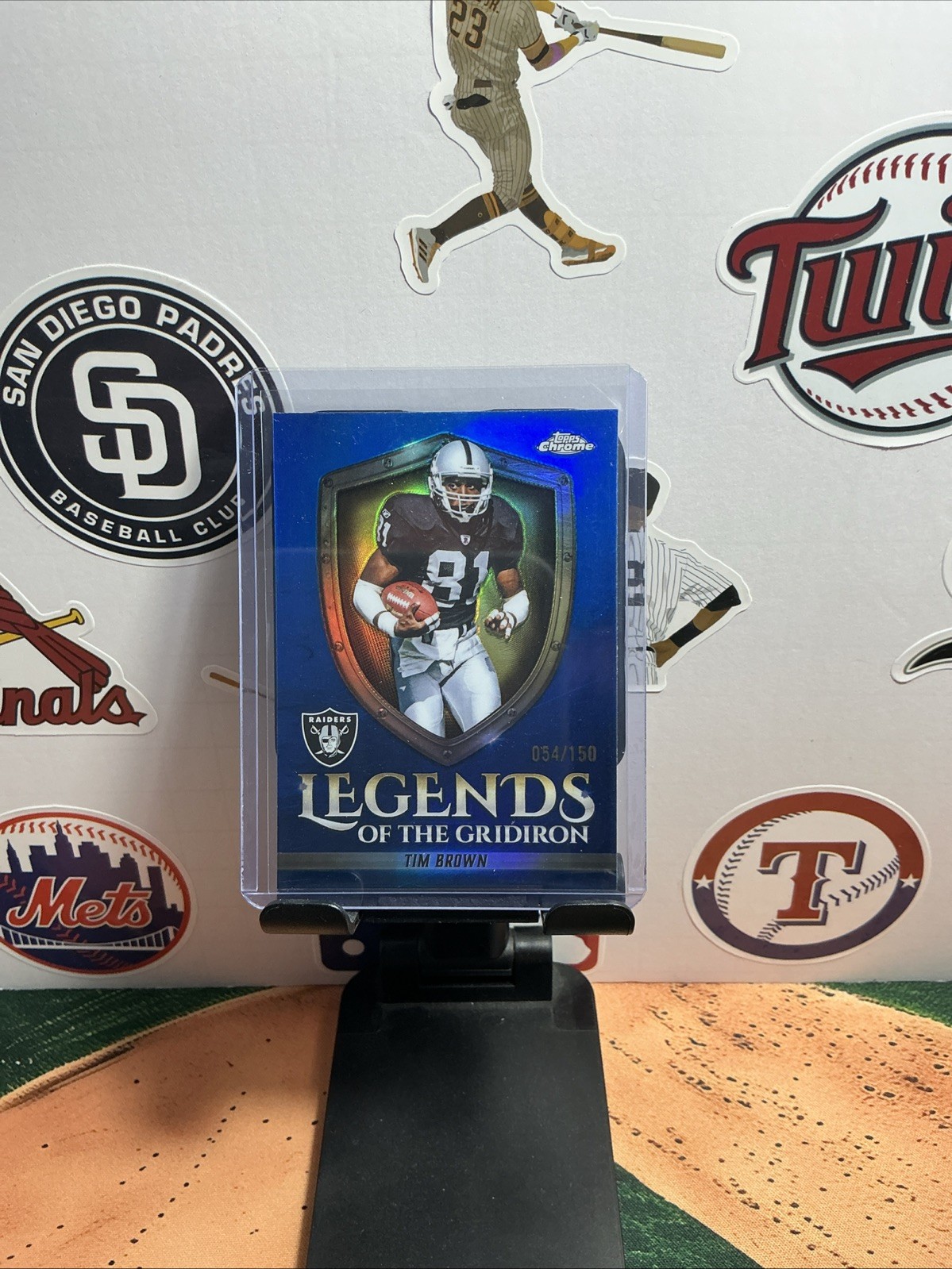 2025 Topps Chrome Legends Gridiron Tim Brown Blue Refractor /150 Card LOG-22
