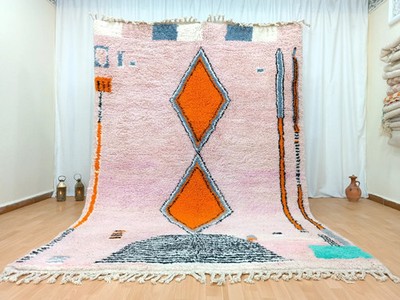 Modern Moroccan Berber Wool Rug Color Multicolor Handmade Area Design Carpet Rug