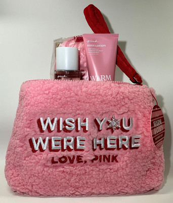 Victoria's Secret Pink Warm & Cozy Body Mist + Body Lotion + Sleep Mask + Pouch