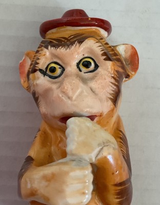 Vintage Monkey Ceramic figurine playing Saxophone Occupied Japan 1945-1952
